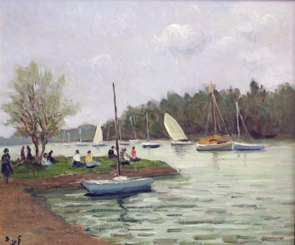 Boats On The River, Brittany by Marcel Dyf