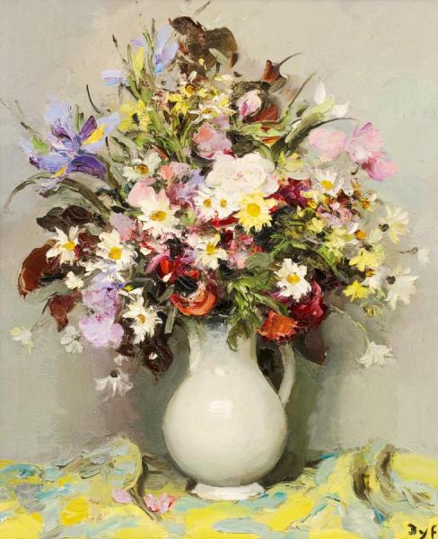 Bouquet Avec Iris Bleu by Marcel Dyf