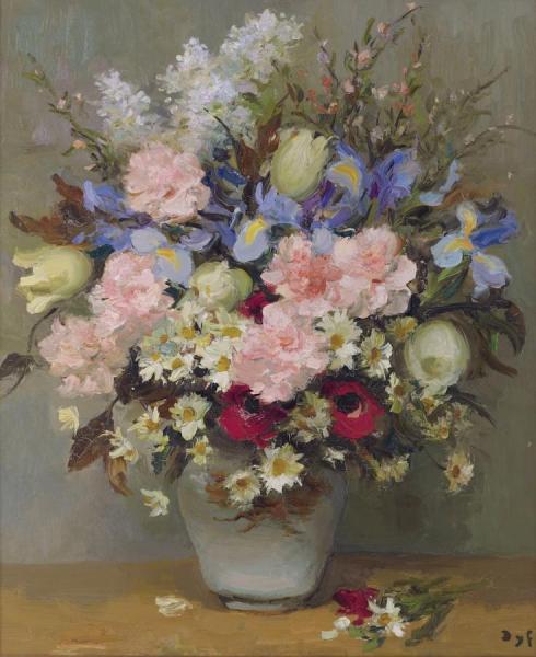 Carnations And Lilac by Marcel Dyf