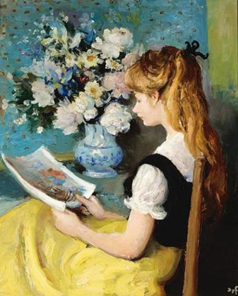 Claudine Reading by Marcel Dyf