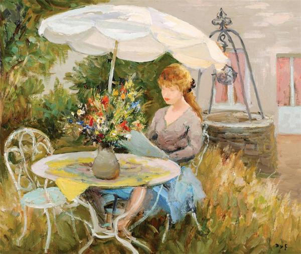 Claudine Reading by Marcel Dyf Oil Painting Reproductions