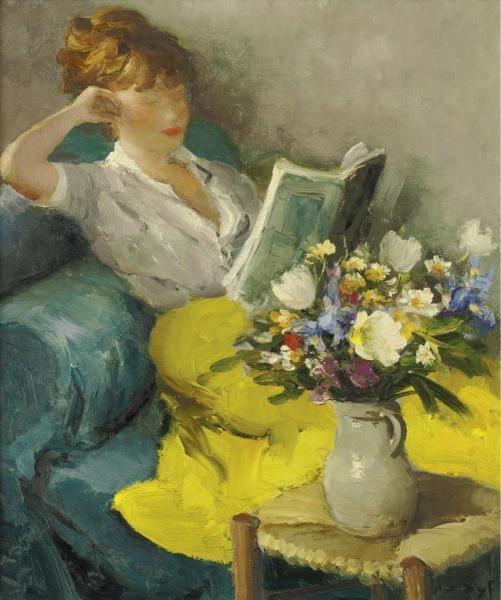 Claudine Reading by Marcel Dyf
