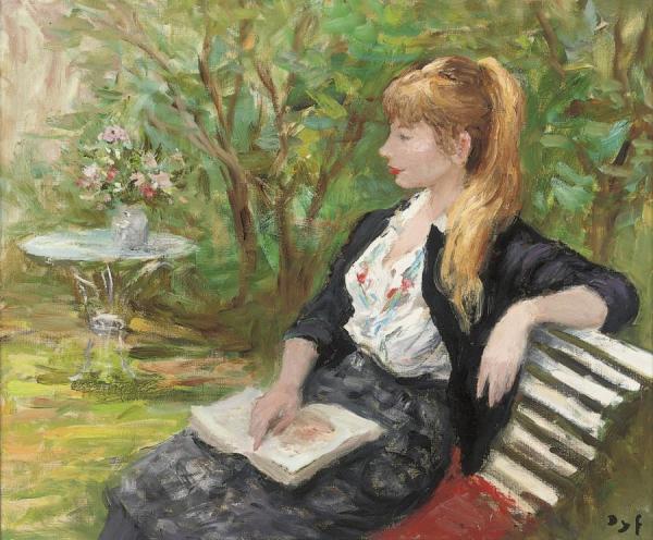 Claudine With A Book by Marcel Dyf