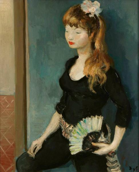 Claudine With A Fan by Marcel Dyf