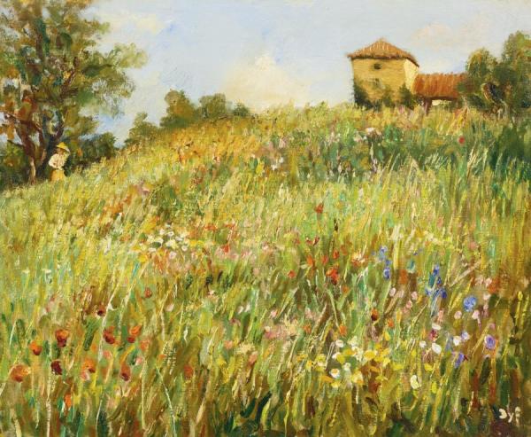 Cueillette Des Fleurs En Provence by Marcel Dyf