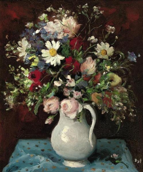 Flowers In A White Jug by Marcel Dyf