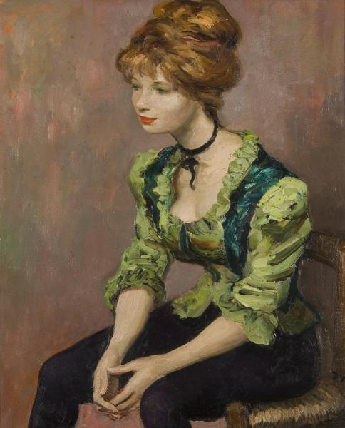 Girl In Green Corsage by Marcel Dyf