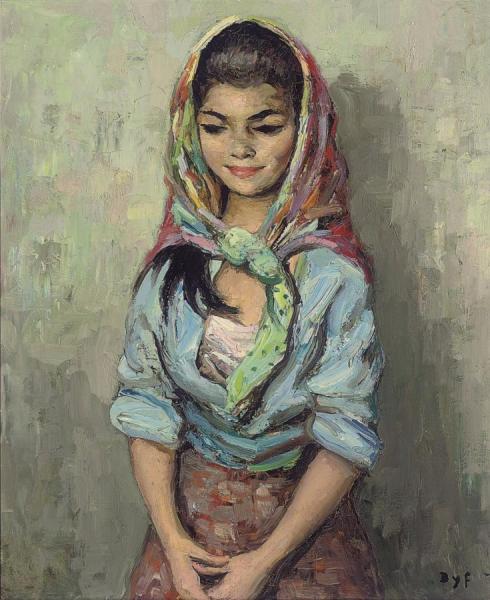 Gypsy Girl In A Shawl by Marcel Dyf Oil Painting Reproductions