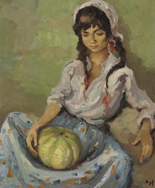 Gypsy Girl With A Melon by Marcel Dyf Oil Painting Reproductions