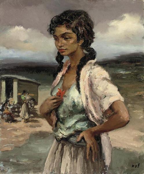 Marcel Dyf Gypsy With A Flower