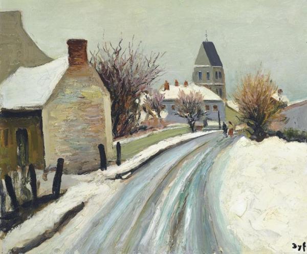 La Rue Perdreau Bois D'arcy In Winter by Marcel Dyf