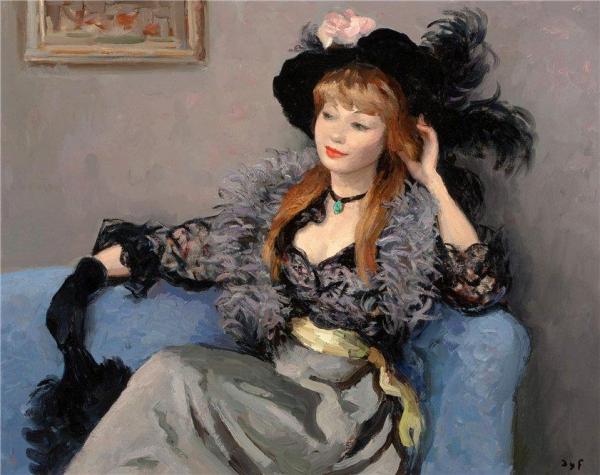 Lady On The Sofa by Marcel Dyf