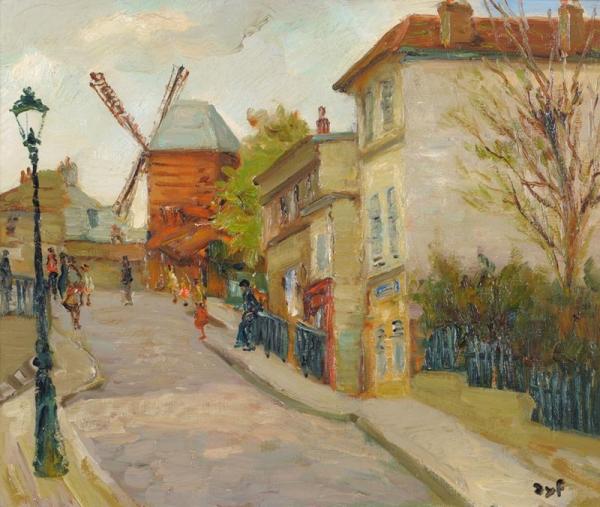 Mill On Monmartre, Paris by Marcel Dyf