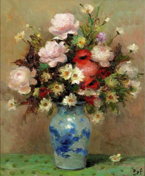 Peonies And  Anemones by Marcel Dyf