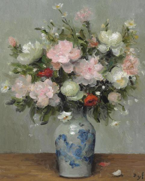 Peonies And Anemones by Marcel Dyf