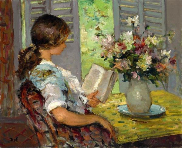 Reading In The Studio, Cannes by Marcel Dyf