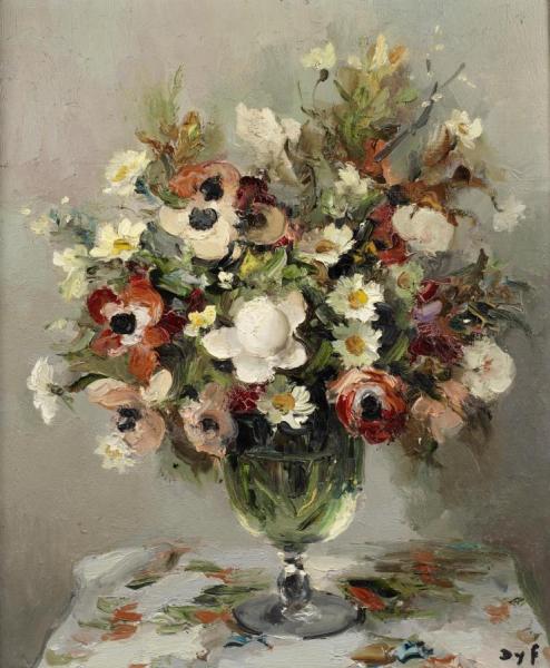 Roses And Anemones by Marcel Dyf