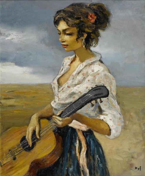 Rosette, Gypsy With Guitar by Marcel Dyf