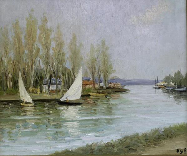 Sailboats On The Seine by Marcel Dyf