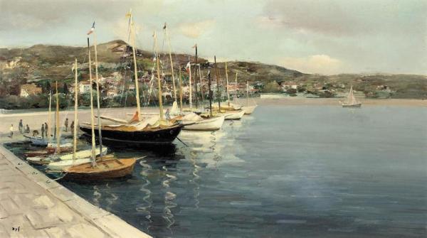 Sailing Boats In Provence by Marcel Dyf