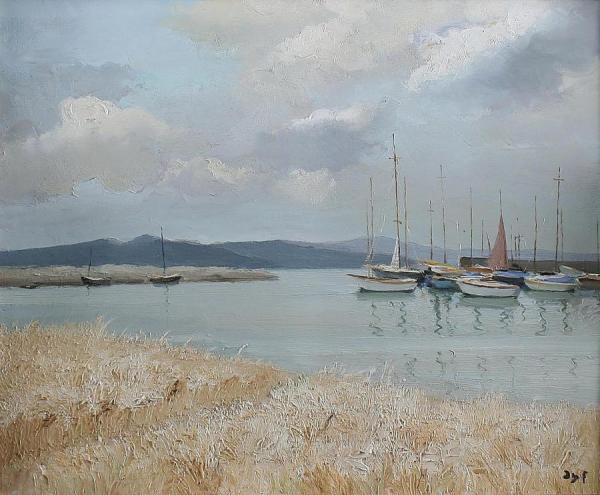 Wheat Field, Boats And Mountains by Marcel Dyf