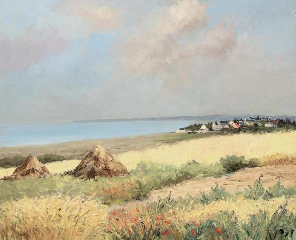 Wheat Fields And Haystacks by Marcel Dyf