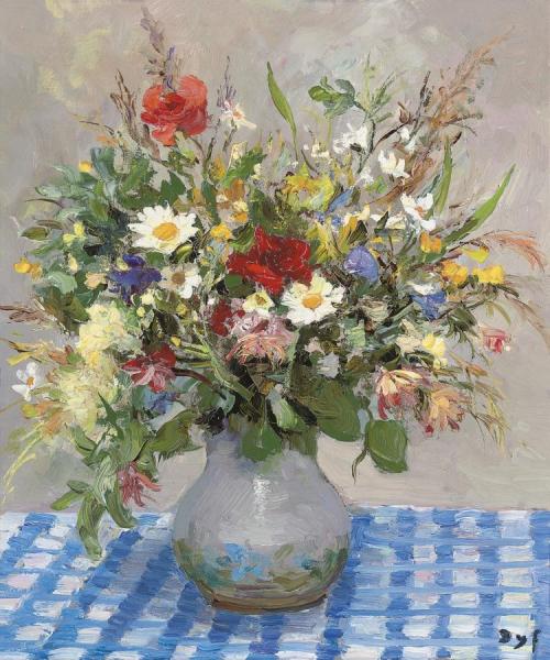 Wild Flowers On The Tablecloth by Marcel Dyf