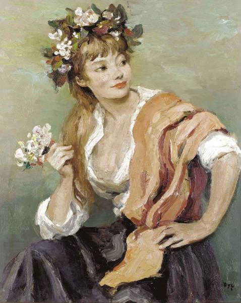 Woman With Flowers by Marcel Dyf