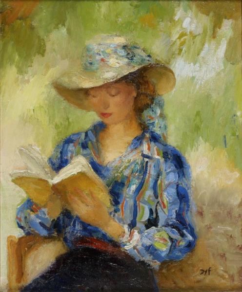 Young Woman Reading by Marcel Dyf