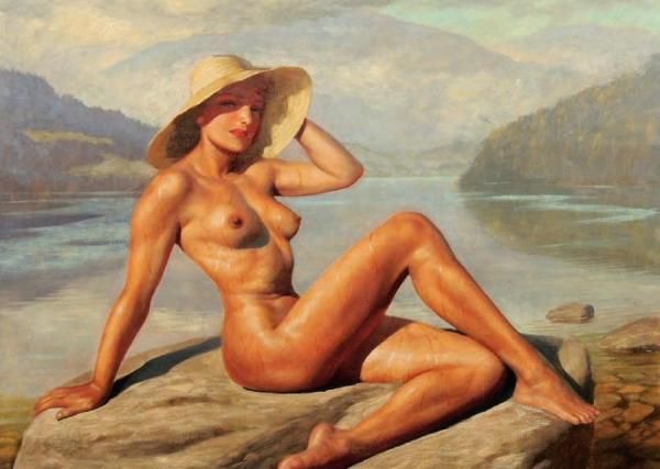 Nude On A Rock by Marcel René Herrfeldt