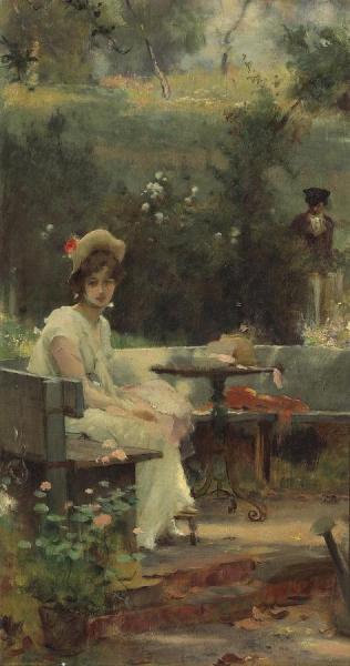 The Garden Seat by Marcus Stone Oil Painting Reproductions