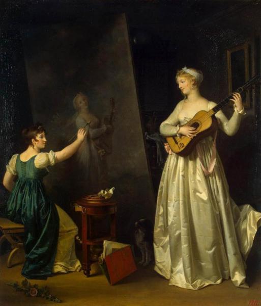Artist Painting A Portrait Of A Musician by Marguerite Gérard
