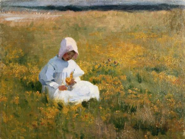 In A Fild Of Buttercups by Marianne Stokes