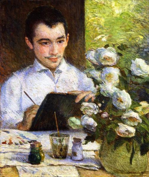 Pierre Painting A Bouquet by Marie Bracqemond