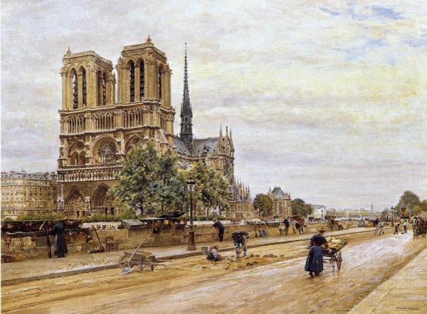 Notre Dame De Paris And The Flower Market by Marie-francois Firmin-girard