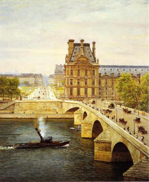 The Pont Royale And The Louvre, View Of The Seine by Marie-francois Firmin-girard