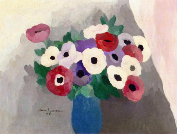 Anemones In A Blue Vase by Marie Laurencin