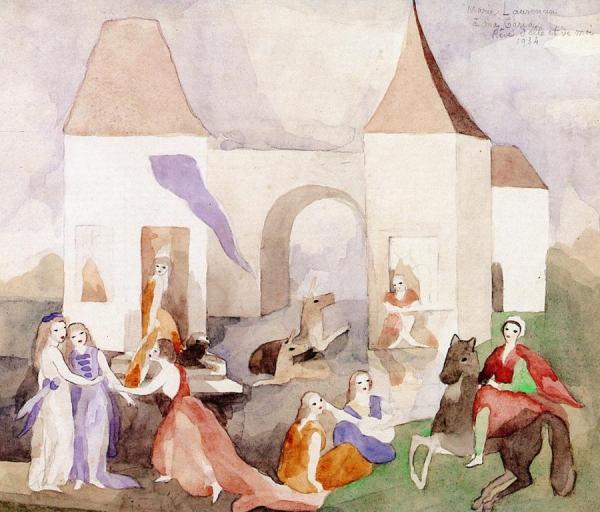 Figures By A Chateau by Marie Laurencin