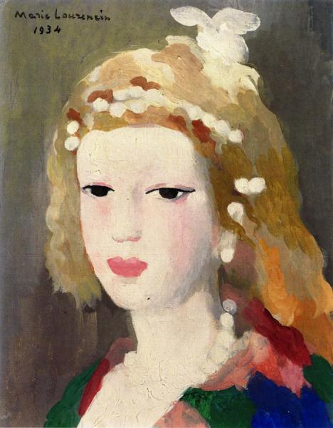 Girl's Head With Pearls by Marie Laurencin Oil Painting Reproductions