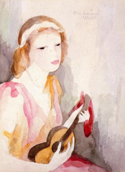 Girl With A Guitar by Marie Laurencin