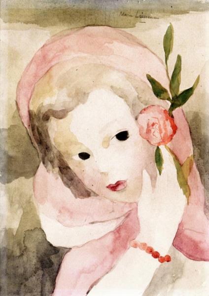Girl With A Rose by Marie Laurencin