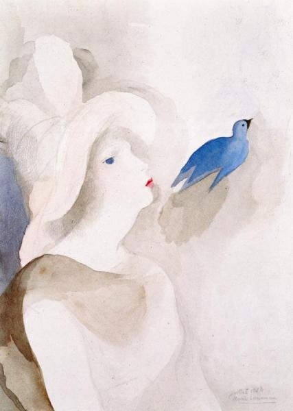 Girl With Blue Bird by Marie Laurencin