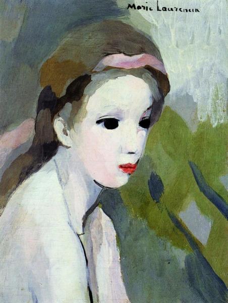 Girl With Pink Ribbon by Marie Laurencin