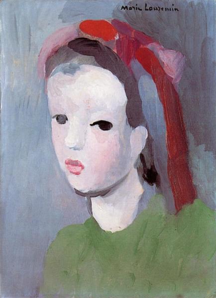 Little Girl With Ribbons In Her Hair by Marie Laurencin Oil Painting Reproductions