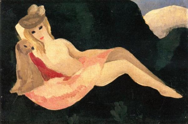 Nude With Dog by Marie Laurencin