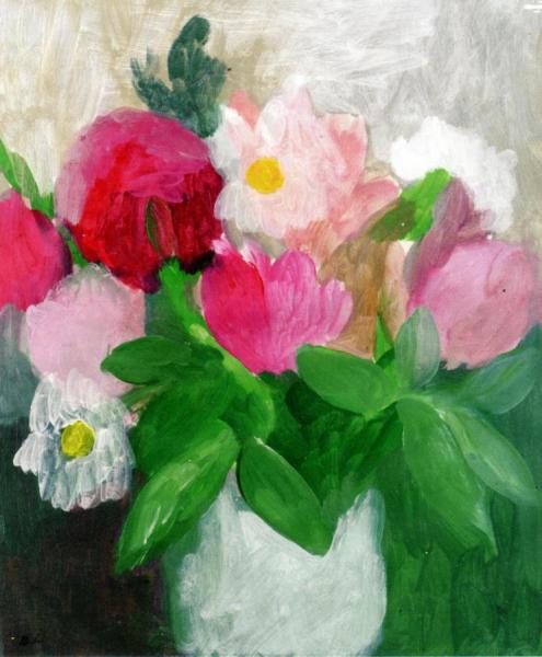 Peonies In A Blue Vase by Marie Laurencin