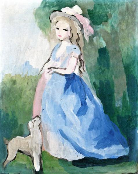 Standing Woman With Her Dog by Marie Laurencin