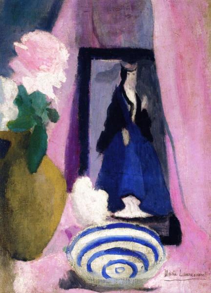 Still Life On A Table: Bouquet, Cup And Small Portrait by Marie Laurencin