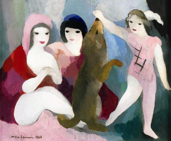 Three Women And A Dog by Marie Laurencin Oil Painting Reproductions
