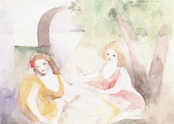 Two Friends By A Bridge by Marie Laurencin